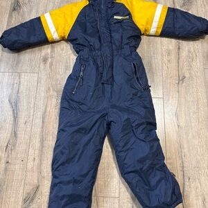 Vintage kids Yellow and Navy Snowsuit